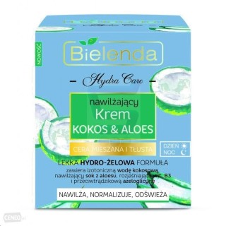 Bielenda HYDRA CARE nawilżający krem do twarzy kokos i aloes cera mieszana i tłusta 50 ml