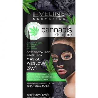 Eveline Cannabis 3w1 Maska do twarzy węglowa oczyszczająco-matująca 7 ml