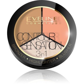 Eveline Contour Sensation 3w1 Paleta modelująca kontur twarzy /02/ Peach Beige 13,5 g