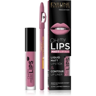 Eveline OH My Lips Pomadka matowa w płynie 4,5 ml + Konturówka do ust zestaw /03/ Rose Nude