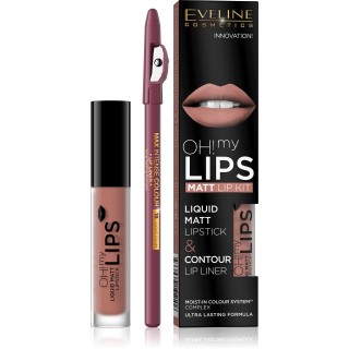 Eveline OH My Lips Pomadka matowa w płynie 4,5 ml + Konturówka do ust zestaw /08/ Lovely Rose