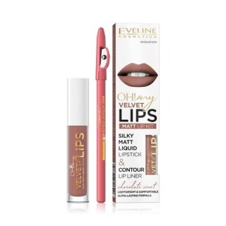 Eveline OH My Lips Pomadka matowa w płynie 4,5 ml + Konturówka do ust zestaw /11/ Cookie Milkshake