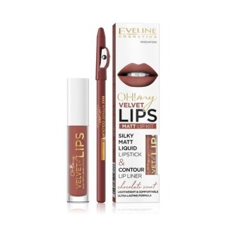 Eveline OH My Lips Pomadka matowa w płynie 4,5 ml + Konturówka do ust zestaw /12/ Praline Eclair