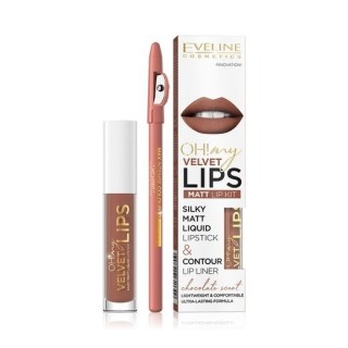 Eveline OH My Lips Pomadka matowa w płynie 4,5 ml + Konturówka do ust zestaw /14/ Choco Truffle