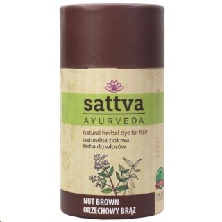 Sattva Ayurveda Naturalna ziołowa Farba do włosów Orzechowy Brąz 150 g