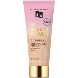 AA MY BEAUTY POWER rozświetlający Podkład naturalny blask /01/ Vanilla 30 ml