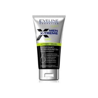 Eveline Men X-Treme 6w1 Aktywny Węgiel oczyszczający Żel peelingujący do mycia twarzy 150 ml Eveline Men X-Treme 6w1 Aktywny Węgiel oczyszczający Żel peelingujący do mycia twarzy 150 ml