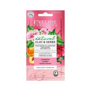 Eveline Natural Clay&Herbs nawilżająco-rozświetlająca Biomaseczka z różową Glinką 8 ml