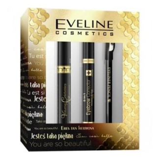 Eveline Zestaw prezentowy Kredka do oczu + Big Volume Tusz do rzęs + Art Scenic Korektor do brwi