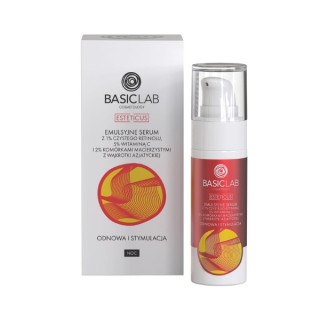 BasicLab Esteticus emulsyjne Serum do twarzy z 1% czystego Retinolu, 5% Witaminą C 30 ml