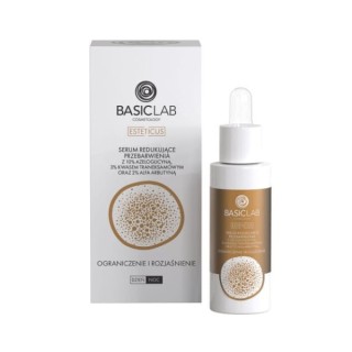 BasicLab Esteticus Serum do twarzy redukujące przebarwienia z 10% Azeloglicyną, 3% Kwasem Traneksamowym i 2% Alfą Arbutyną 30 ml