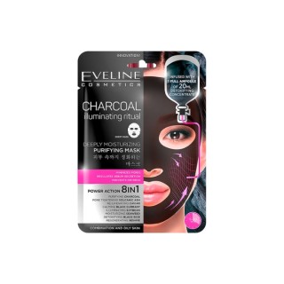 Eveline Charcoal 8in1 oczyszczająca Maseczka do twarzy w płachcie 1 sztuka