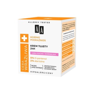AA Cera Wrażliwa 24H tłusty Krem do twarzy Cera sucha i normalna 50 ml