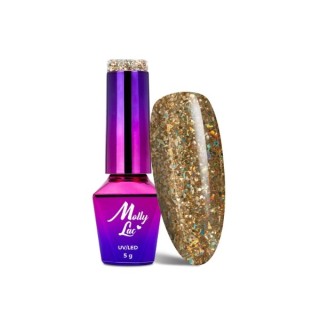 MollyLac /535/ Crushed Diamonds Lakier Hybrydowy Lady in Gold 5 ml