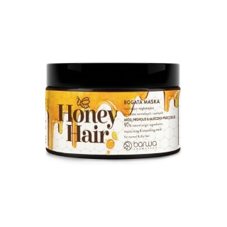 Barwa Honey Hair Nawilżająco - wygładzająca Maska do włosów normalnych i suchych Miód , Propolis & Mleczko Pszczele 220 ml