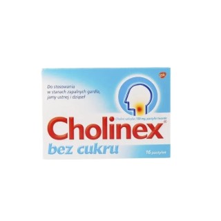 Cholinex Pastylki do ssania bez cukru 16 pastylek