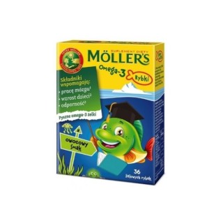 Moller's Omega-3 Rybki Żelki o smaku owocowym 36 sztuk
