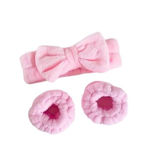 Zestaw Spa: Opaska do włosów + 2 pluszowe gumki do włosów Pink 1 zestaw