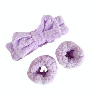 Zestaw Spa: Opaska do włosów + 2 pluszowe gumki do włosów Purple 1 zestaw