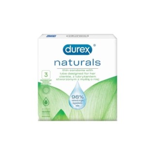 Durex Naturals Lube Prezerwatywy 3 sztuki