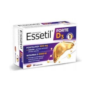 Essetil Forte D3 600mg + 2000 IU 30 kapsułek