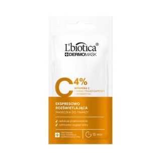 L'Biotica Dermomask ekspresowo rozświetlająca Maska do twarzy z Witaminą C 8 ml L'Biotica Dermomask ekspresowo rozświetlająca Maska do twarzy z Witaminą C 8 ml